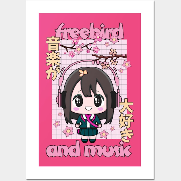 freebird anime and music Wall Art by Kami Sayang Sama Jamsah